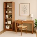 Ver imagem 1 de Kit 2 Peças Escrivaninha e Estante Prateleiras Freijó Ripado Marrom