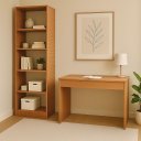 Ver imagem 6 de Kit 2 Peças Escrivaninha e Estante Prateleiras Freijó Ripado Marrom