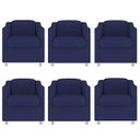 Ver imagem 1 de Kit 6 Poltronas Decorativa Reforçada Recepção Clinica Salão Suede Azul Marinho