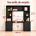 Ver mais imagens de Mesa de Costura com Estante e 2 Portas para Ateliê 180cm Multimóveis MP6112 Preto