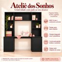 Ver imagem 3 de Mesa de Costura com Estante e 2 Portas para Ateliê 180cm Multimóveis MP6112 Preto