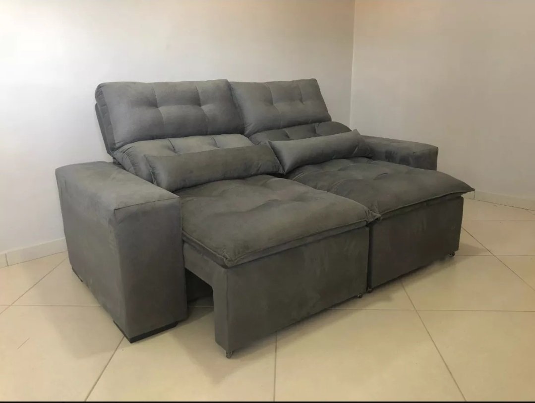 Sofá Retrátil e Reclinável 2 Mòdulos Master Cinza MadeiraMadeira
