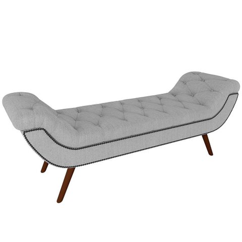 Puff Recamier Decorativo com Tachas 140cm Santorini Linho Cinza
