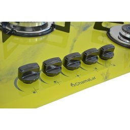 Fogão Cooktop a Gás Chapa 5 Bocas Tripla Chama 127/220v Marmorizado Marmore Amarelo - 3