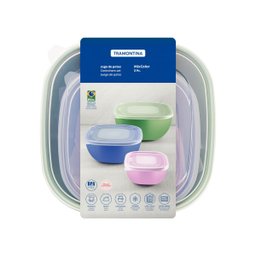 Jogo de Potes Tramontina Mixcolor em Polipropileno Colorido com Tampa Transparente 03 Peças - 2