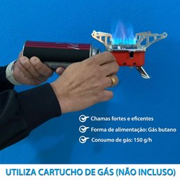 Mini Fogareiro Portátil Camping Á Gás 1 Boca Inox Automático Western - 5