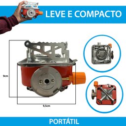 Mini Fogareiro Portátil Camping Á Gás 1 Boca Inox Automático Western - 2
