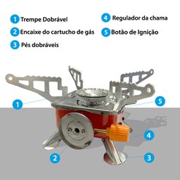 Mini Fogareiro Portátil Camping Á Gás 1 Boca Inox Automático Western - 3
