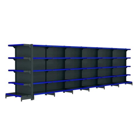 Kit 6 Gôndolas New Premium 2,02m Preta Centro 80/60 + Ponta 40/30