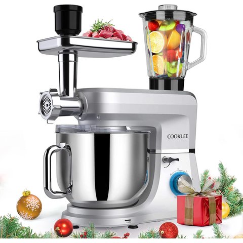 Cooklee Batedeira 6-em-1, 8.5qt, Multiuso, Aço Inox, Prata