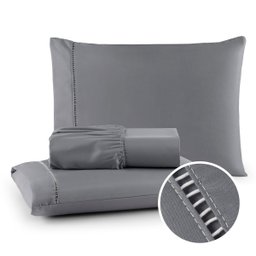 Kit Roupa de Cama Casal 3 Peças 400 Fios Toque Suave Cor:cinza - 1