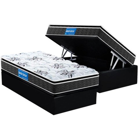 Cama Box Baú Solteiro: Colchão Espuma Probel D40 Guarda Costas Premium Hiper Firme Euro Pillow + Bas