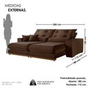 Ver imagem 3 de Sofá 3 Lugares Retrátil e Reclinável Veludo 250cm x 105cm Suíça Marrom