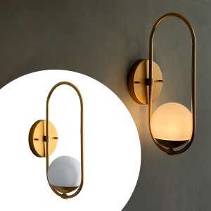 Arandela Parede Moderna Oval com Vidro Globo para Casa e Sala, Quarto, Cabeceira de Cama, Lavabo