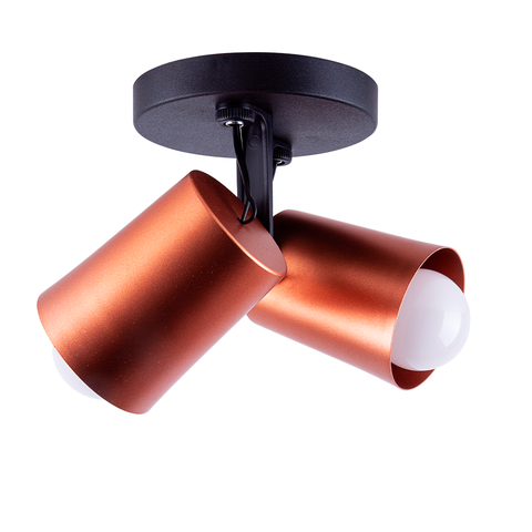 Spot de Sobrepor Moderno Direcionável Fokus 2 Lâmpadas E27 Bivolt:Cobre/110V/220V