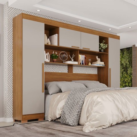 Guarda-roupa Casal Modulado Odin Premium com Pés 4 Portas Cinamomo/ Off White - Pnr Móveis