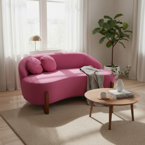 Namoradeira Sofá Feijão Moscou 130cm Orgânica Suede Rosa