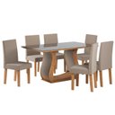 Ver imagem 2 de Conjunto Sala de Jantar Mesa Livia 160x80cm Tampo Vidro/MDF com 6 Cadeiras Venus  Móveis