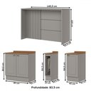 Ver imagem 4 de Bancada de Cozinha Kit Ilha Gourmet Americana 3 Portas Ripado Nature/cinza - Henn