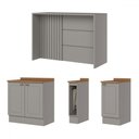 Ver imagem 2 de Bancada de Cozinha Kit Ilha Gourmet Americana 3 Portas Ripado Nature/cinza - Henn