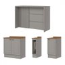 Bancada de Cozinha Kit Ilha Gourmet Americana 3 Portas Ripado Nature/cinza - Henn - 2