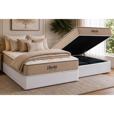 Cama Box Baú Crc Casal +Colchão Molas Master Pocket Libertá Inovaflex 138