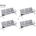 Ver imagem 1 de Kit com 04 Cadeiras Longarina Aeroporto Cromada 3 Lugares