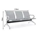 Ver imagem 3 de Kit com 04 Cadeiras Longarina Aeroporto Cromada 3 Lugares