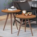 Ver imagem 1 de Jogo de Mesas Laterais Conjunto Mesa Lateral Sofá Sala Pés Palito Redondo MDF 45cm Freijó JM3