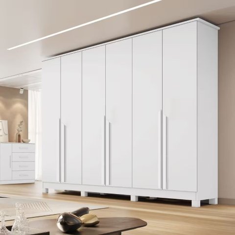 Guarda Roupa Casal 6 Portas S/pés em Mdf Bianca Bianchi - Branco