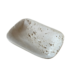 Gamela Oval Mármore Travertino Romano Bruto 10,5x15,5cm