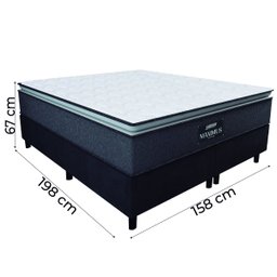Cama Box Casal Queen Colchão Molas Ensacadas Pillow Top Maximus 158x198x67cm Cinza / Preto Gazin - 2