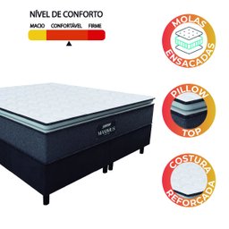Cama Box Casal Queen Colchão Molas Ensacadas Pillow Top Maximus 158x198x67cm Cinza / Preto Gazin - 4