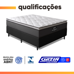 Cama Box Casal Queen Colchão Molas Ensacadas Pillow Top Maximus 158x198x62cm Cinza / Preto Gazin - 6