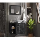 Ver imagem 4 de Gabinete de Banheiro com Cuba e Espelheira Baden Marmorizado - Preto com Nero