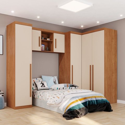 Modulado Quarto Infantil 6 Peças Liz Espresso Móveis Marrom/Cinamomo/Off White