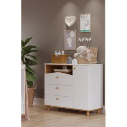 Cômoda de Bebê com 3 Gavetas 1 Porta Picolé Espresso Móveis - 1