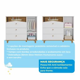 Cômoda de Bebê com 3 Gavetas 1 Porta Picolé Espresso Móveis - 7