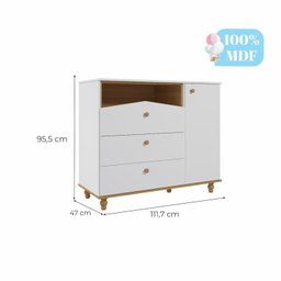 Cômoda de Bebê com 3 Gavetas 1 Porta Picolé Espresso Móveis - 3