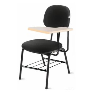 Carteira Universitária Secretária Estofada Canhoto C/ Grade Corino Preto Martiflex-