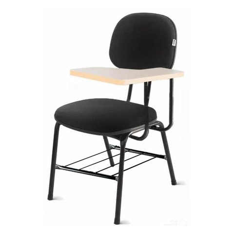 Carteira Universitária Secretária Estofada Canhoto C/ Grade Corino Preto Martiflex-