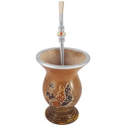 Conjunto Kit Cuia e Bomba para Chimarrão Mate Terere Porongo Gaucho - 1
