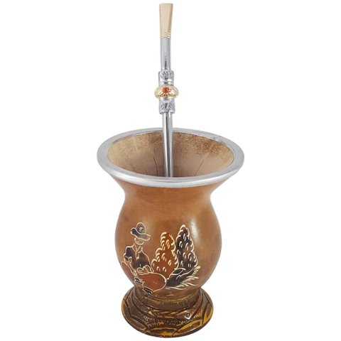 Conjunto Kit Cuia e Bomba para Chimarrão Mate Terere Porongo Gaucho