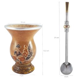 Conjunto Kit Cuia e Bomba para Chimarrão Mate Terere Porongo Gaucho - 4