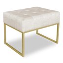 Ver imagem 1 de Puff Lisa Suede Bege Base Metálica Industrial Dourado - Pallazio