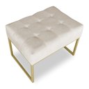 Ver imagem 3 de Puff Lisa Suede Bege Base Metálica Industrial Dourado - Pallazio
