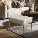 Ver imagem 2 de Puff Lisa Suede Bege Base Metálica Industrial Dourado - Pallazio