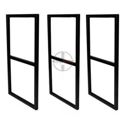 Kit de Suportes em Metalon Estilo Industrial 3 Hastes Preto Brilhante - 2