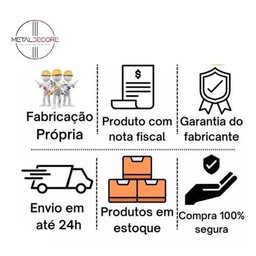 Kit de Suportes em Metalon Estilo Industrial 3 Hastes Preto Brilhante - 4