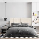 Ver imagem 1 de Cabeceira Painel Riscada Estofada para Cama de Casal 1,40 - Palha